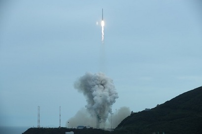 순수 국내 기술로 설계·제작된 한국형 발사체 누리호(KSLV-ll)가 2023년 5월 25일 전남 고흥군 나로우주센터에서 발사됐다. 사진=과기정통부 제공