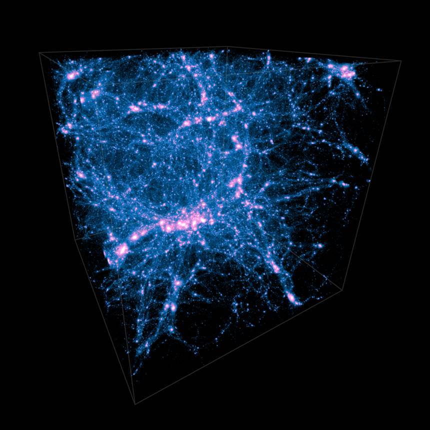 Illustris 우주론 시뮬레이션으로 재현한 우주 거대 구조. 사진=The Illustris Collaboration