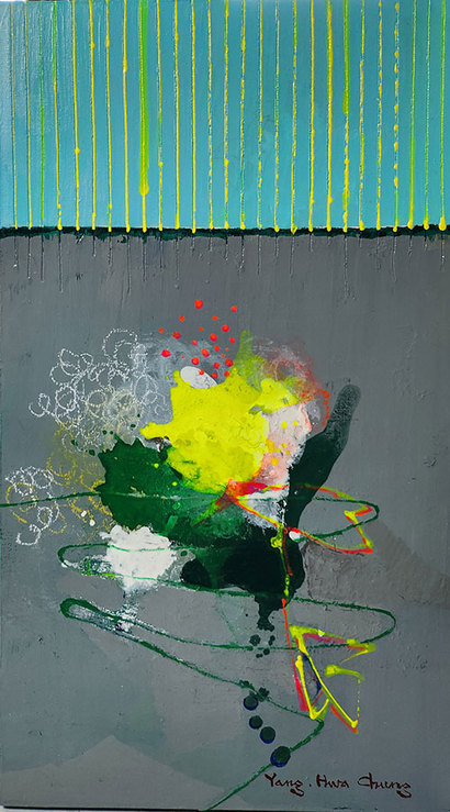 자연의 빛으로-꽃.피어나다: 41×72.7cm Acrylic on canvas, thread 2023