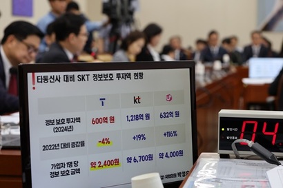 SK텔레콤은 경쟁사 대비 낮은 정보보호 투자를 진행하고 있다. 지난달 30일 국회 과학기술정보방송통신위원회 청문회 현장. 사진=박은숙 기자