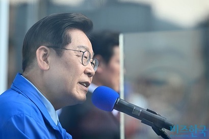 이재명 더불어민주당 대선 후보가 26일 경기도 남양주시에서 유세를 하고 있다. 사진=박은숙 기자