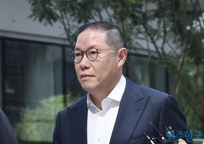 조현상 HS효성 부회장이 8월 4일 서울시 종로구 김건희 특검팀 사무실로 출석하고 있다. 사진=박정훈 기자