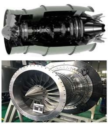 전기화 터보팬엔진의 시험용 설비와 완성 예상도. 사진=항공우주연구원 제공