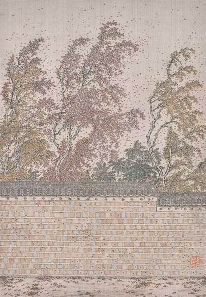 덕수궁돌담길: 35×51.5cm 비단에 수묵채색 2020