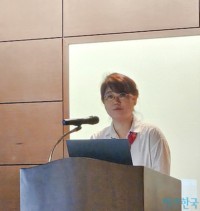 김소연 대표는 지난달 27일 임시주주총회에서 차등감자 안건을 설명하고 향후 주식 거래 재개 의지를 재확인했다. 사진=최영찬 기자