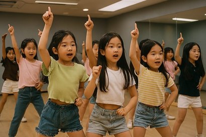 아이돌 연습생의 연령은 점점 더 어려지고 있다. 근로기준법은 만 15세 미만 청소년의 노동을 금지하지만, 대중문화산업법은 만 15세 미만 청소년도 주당 35시간 이내에서 노동을 제공할 수 있다고 규정한다. 사진=생성형 AI