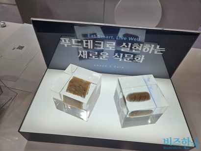 국내 업체 스페이스에프가 개발 중인 배양육. 사진=최영찬 기자