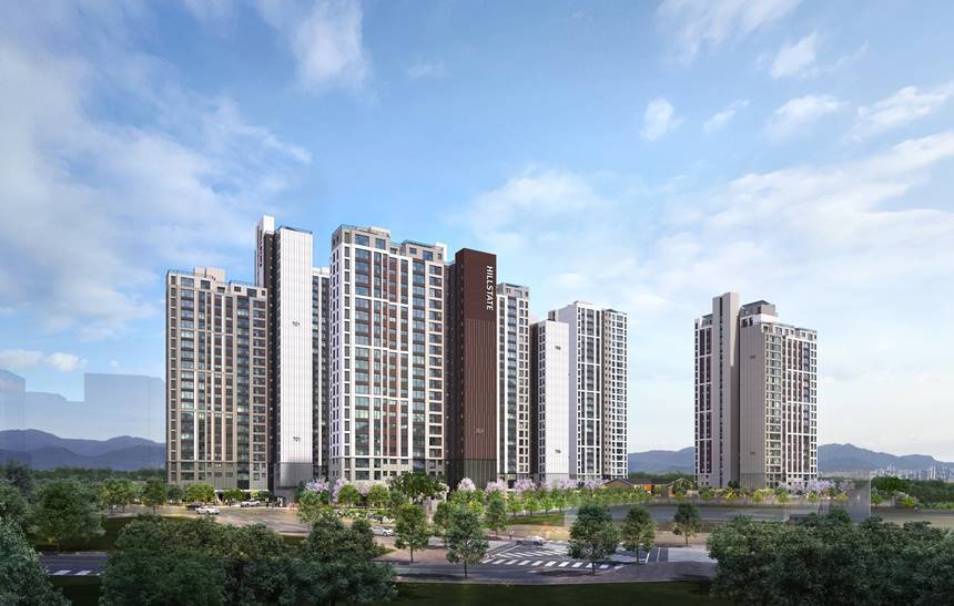 현대건설이 경기도 용인시 처인구 남사읍 아곡리 일원에 선보이는 ‘힐스테이트 용인마크밸리’가 성황리에 분양 중이다. 힐스테이트 용인마크밸리 투시도. 사진=현대건설 제공