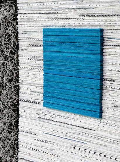 이야기의 향연 series9: 40×40cm Paper, yarn collage, binding 2023