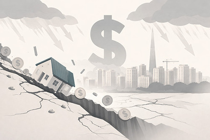 부동산 시장은 환율이라는 거시경제 변수가 초래한 전례 없는 다각적 위기 상황에 직면해 있다. 일러스트=생성형 AI