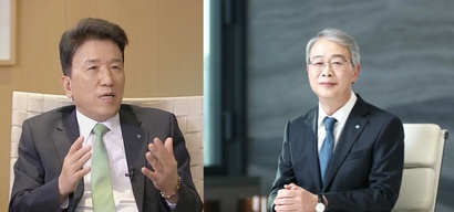 주요 금융그룹은 디지털 전환과 혁신을 신년 전략으로 삼았다. 왼쪽부터 함영주 하나금융그룹 회장, 임종룡 우리금융그룹 회장. 사진=각 사