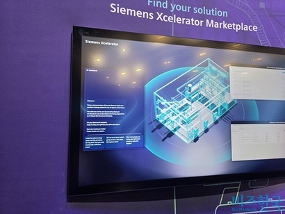 독일 지멘스는 개방형 디지털 비즈니스 플랫폼인 엑셀레이터를 전면에 내세웠다. 사진=강은경 기자
