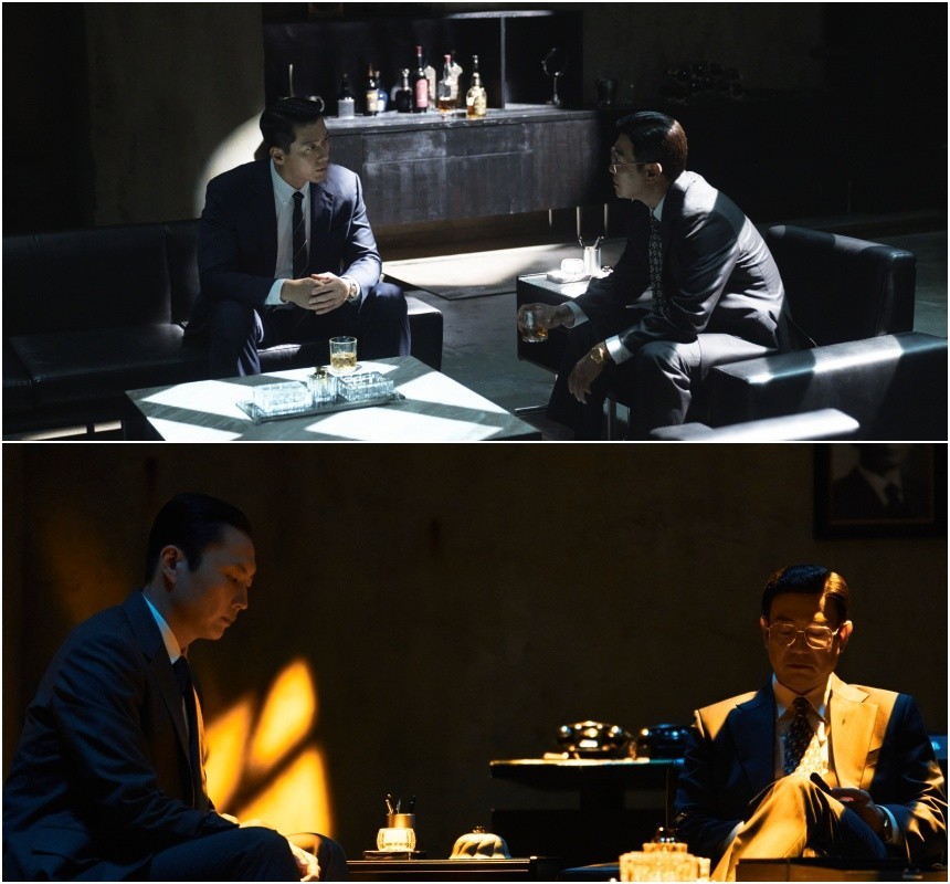 빛과 어둠의 대비를 치밀하게 활용해 극에 긴장감을 불어넣는 ‘메이드 인 코리아’. 고급스러운 누아르의 한 끗이 극적인 명암으로 완성된다. 사진=월트디즈니컴퍼니코리아 제공