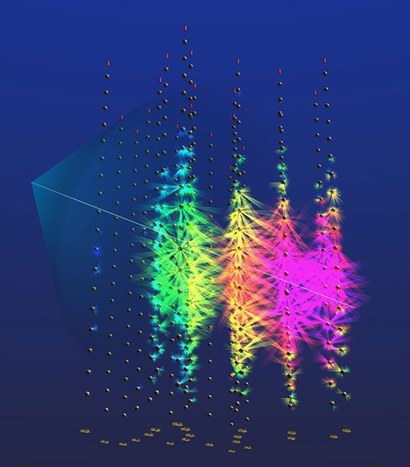 KM3Net 검출기에 고에너지 입자가 포착됐다. 사진=KM3NeT/ARCA