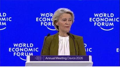 지난 다보스포럼에서 연설하는 EU수장 우르줄라 폰데어라이엔. 사진=유럽위원회