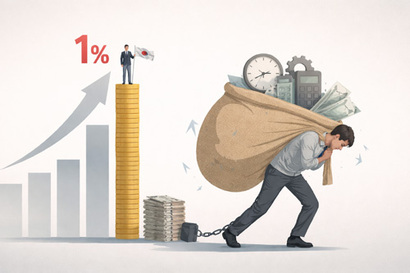 성장률은 1%대를 지켰지만, 임금은 정체된 채 노동 부담만 커지며 체감 경기는 더 무거워지고 있다. 일러스트=생성형 AI