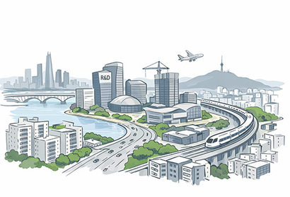 마곡의 자족 기능과 한강변 재평가, 교통·개발 호재가 겹치며 강서구가 ‘서진(西進)’ 흐름의 중심으로 떠올랐다. 일러스트=생성형 AI