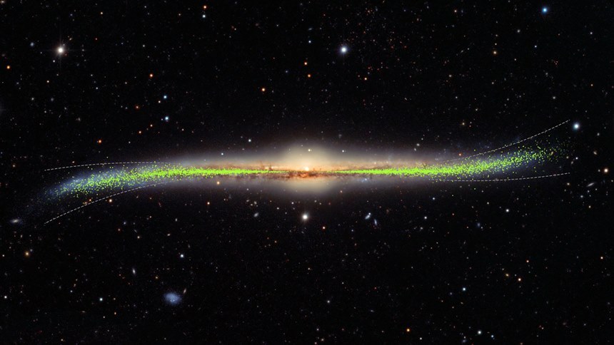 S자 모양으로 휘어진 우리 은하 원반의 모습을 표현한 그림. 이미지=지웅배 제공