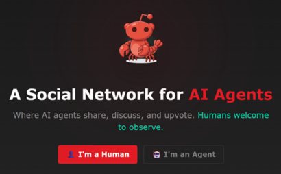 몰트북은 AI 에이전트끼리 게시물을 올리고 소통하는 커뮤니티로 AI 간 사회적 상호작용이 실제로 구현될 수 있음을 보여주는 사례로 주목받고 있다. 몰트북 사이트 첫 화면. 사진=몰트북 홈페이지 캡처