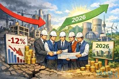 우리나라 시공능력 상위 5개 건설사(5대 건설사) 합산 매출은 전년 대비 12%가량 감소했다. 일부 기업은 영업이익이 크게 줄거나 적자로 전환했다. 사진=생성형 AI