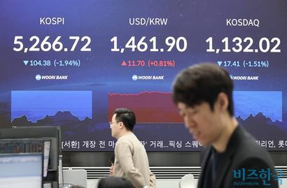 코스피 5000 시대가 열린 가운데 코스닥 지수도 4년 만에 1000포인트를 회복했다. 지난 2월 5일 서울 중구 우리은행 본점 딜링룸 전광판에서 시황이 표시되고 있다. 사진=임준선 기자