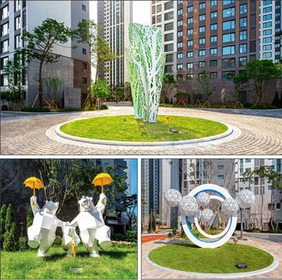 두산건설 단지 내에 설치된 예술 작품. 사진=두산건설 제공