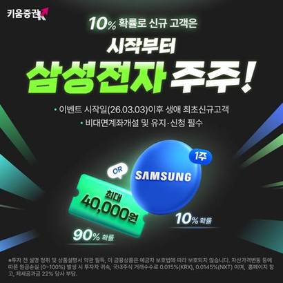 키움증권은 삼성전자 1주 당첨 신규 고객 유치 이벤트를 4월 30일까지 진행한다. 사진=키움증권 제공