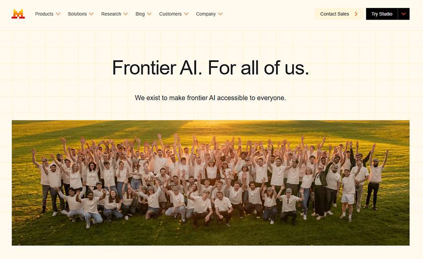 미스트랄은 프론티어 AI를 표방한다. 사진=미스트랄 홈페이지 캡처