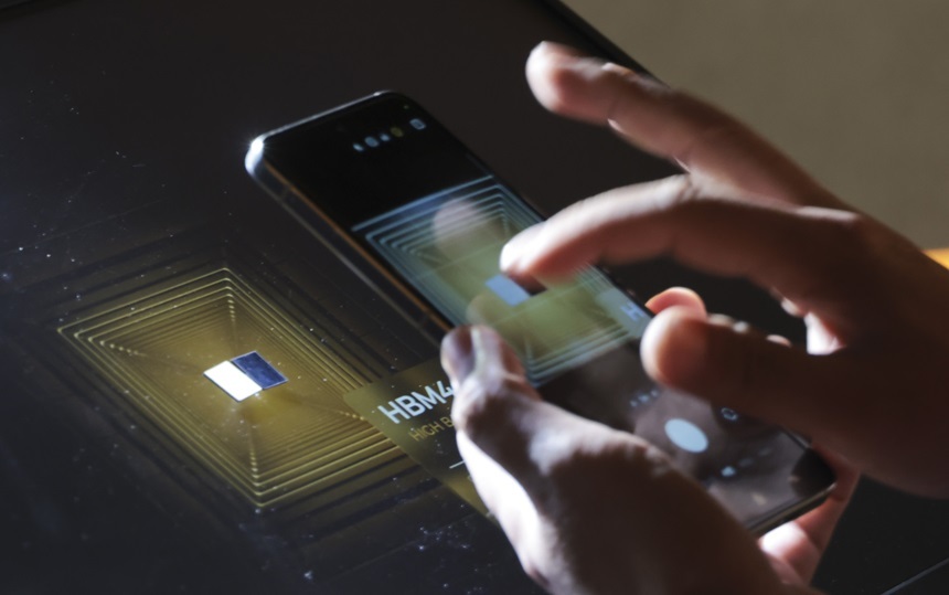 지난해 10월 서울 강남구 코엑스에서 열린 제27회 반도체 대전(SEDEX 2025)을 찾은 관람객이 SK하이닉스 HBM4 실물을 살펴보고 있다. 사진=박정훈 기자