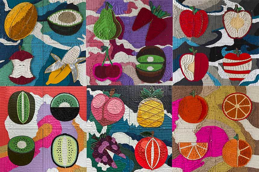 고해(苦海): 270×180cm Leather on panel 2023