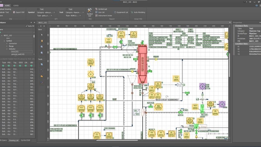 현대엔지니어링이 AI를 활용해 만든 ‘공정 배관 계장도(P&ID, Piping & Instrumentation Diagram) 자동 인식 시스템’. 사진=현대엔지니어링 제공