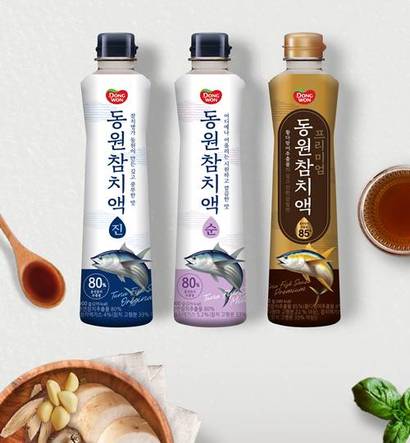 동원참치액 3종. 동원참치액은 동원F&B의 참치 가공 역량을 기반으로 만든 액상 조미료 제품이다. 사진=동원F&B 제공