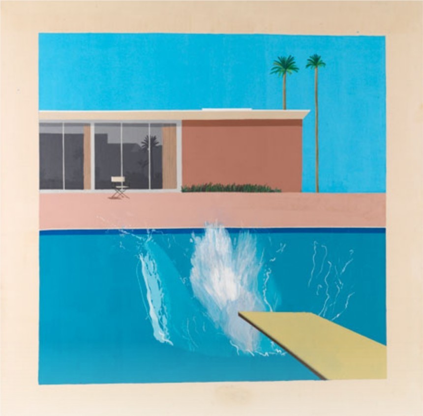 데이비드 호크니의 대표작으로 꼽히는 ‘더 큰 첨벙(A Bigger Splash)’. 사진=hockney.com